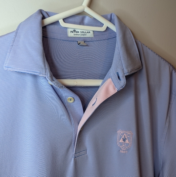 Peter Miller Summer Comfort Purple White Striped Golf Polo Top Mens M - Picture 6 of 12